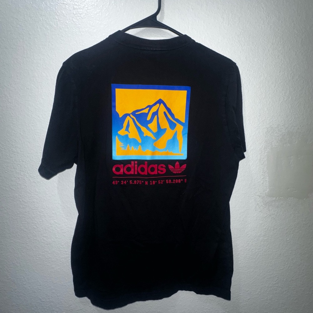 Adidas Black Tee with Mountain Graphic